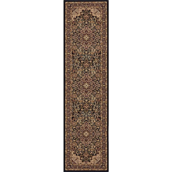 Silk Road Black 2 ft. x 7 ft. Medallion Runner Rug