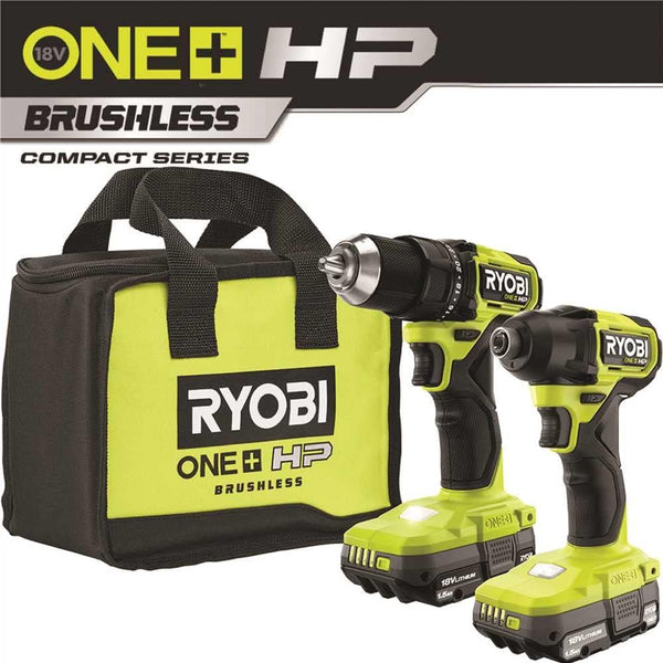 Ryobi ONE+ HP 18V Brushless Cordless Compact 1/2 in. Drill and Impact Driver Kit with (2) 1.5 Ah Batteries, Charger and Bag On Amazon B08NLW6DJL