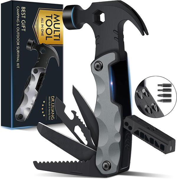 Multitool Camping Accessories Stocking Stuffers for Men Dad Gifts, 13 In 1 Survival Multi Tools Hammer