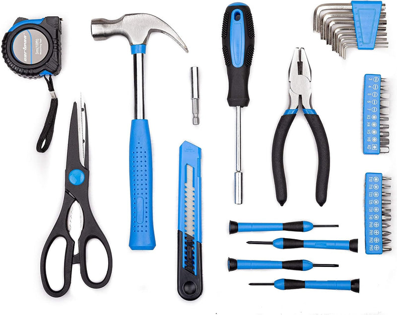 39piece Cutting Plier Tool Set General Household Kit with Plastic Toolbox Storage Case Blue